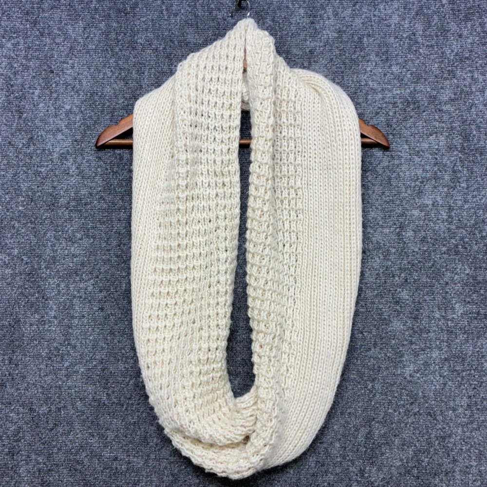West Loop Infinity Scarf Cream OS Chunky Knit Waffle Ribbed Winter Neck Warmer